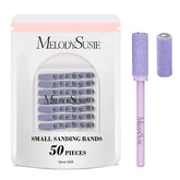 MelodySusie small sanding bands 50pcs purple with 3.1mm mandrel for precise nail shaping and prep