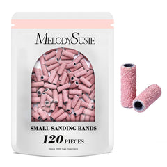 MelodySusie pink sanding bands packaging designed for precise nail shaping.