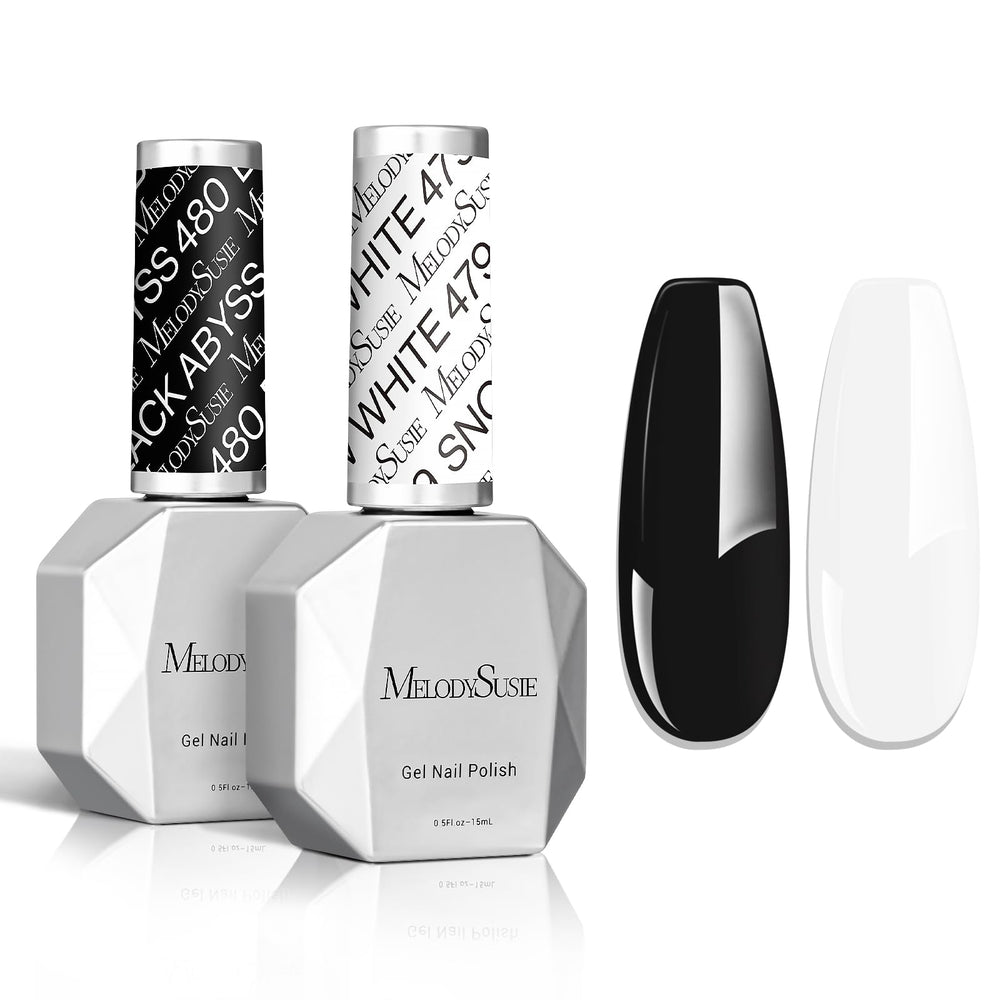 MelodySusie thick gel nail polish set black 15ml shown for at-home manicure with long-lasting color.