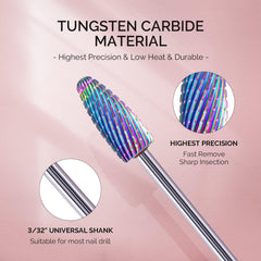 MelodySusie fine-grit tungsten carbide bit closeup for delicate cuticle work