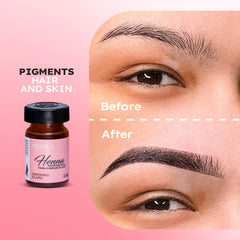 Applying MENELA henna tint powder for rich color in your eyebrows.