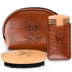 Menesia beard brush close-up with boar bristles for smoother grooming