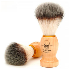 Menesia shaving brush wet shave effect showcases water transfer to the face.
