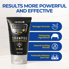 MENFIRST Gradual Gray PLUS Shampoo color coverage shows natural gray blending.