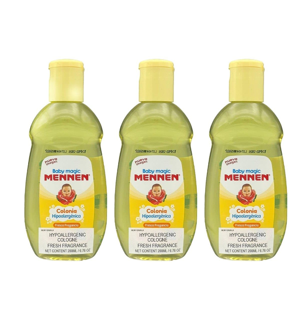 Mennen Baby Magic Cologne three sealed bottles for gentle baby fragrance.
