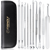MENOLY pimple popper toolkit-10pcs set ready for precise blemish removal.