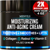 Menvils Mens Face Moisturizer jar closeup showing smooth hydrating texture