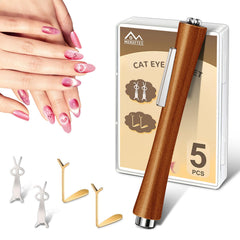 MERDTTES cat-eye magnet pen wooden handle for precise nail-art control.