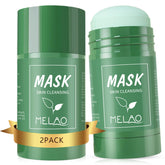 Mererke Pretty green tea clay mask packaging shows two-pack convenience for daily cleansing