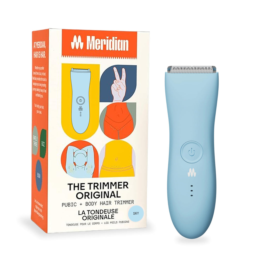 Meridian The Trimmer Original ceramic blade close-up for skin-friendly trims