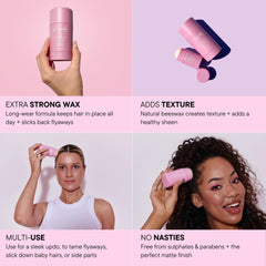 Mermade Hair styling wax stick pink pack flyaways smoothed with natural beeswax.