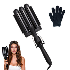 Mermade Hair Waver 1.25-inch triple-barrel black body for quick beachy waves.