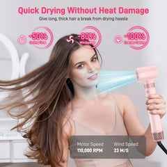 MESCOMB cold shot button action enables fast setting for frizz-free styles.