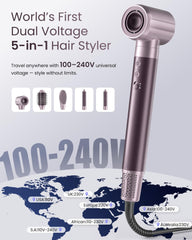 MESCOMB five-in-one air styler demonstrates quick-dry styling with premium versatility.
