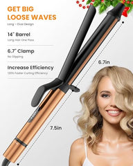 MESCOMB tourmaline ceramic barrel for smooth, frizz-reducing styling.