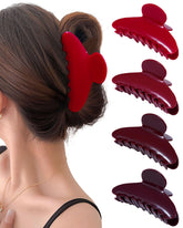 Mesovor banana hair clip red front view showing secure daily wear