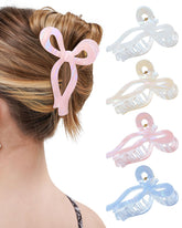 Mesovor Mermaid Stripes bow clip close-up showing secure non-slip grip for all hair types