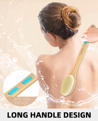 Metene shower brush stiff bristles provide effective exfoliation for dry brushing.