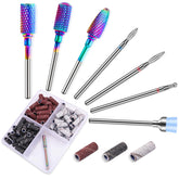 METHELIX carbide nail bits set closeup for efficient shaping and smoothing of nails.