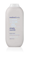 Method Simply Nourish bottle back highlights paraben- and phthalate-free formula.