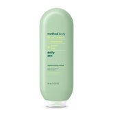Method Daily Lotion packaging close-up emphasizes premium bottle for daily use.