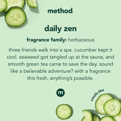 Method Daily Lotion texture close-up shows rich cream for hydration.
