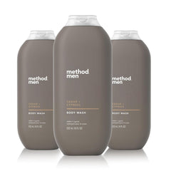 Method Men Body Wash Cedar + Cypress 3-pack front shows forest freshness for daily showers.