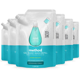 Method Waterfall refill pouches demonstrate a plastic-saving handwash option.