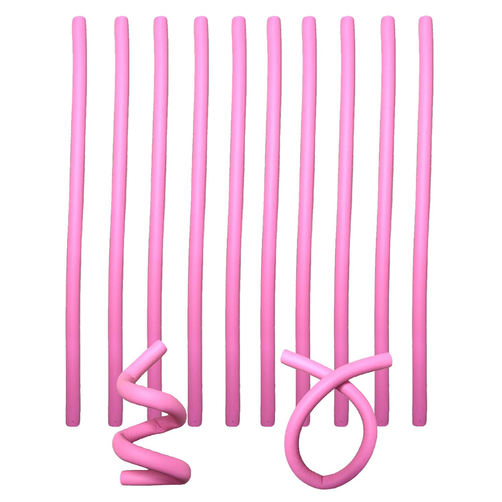 MEYIART flexible curling rods ten-piece pink set for no-heat styling