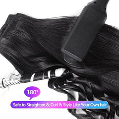 MEYOFUN clip-in extensions 1B natural black color for versatile subtle enhancement