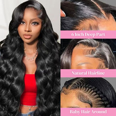 MGWXCAH 30-inch body-wave lace-front wig side view shows full, versatile volume.