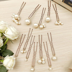 MHKLCD bridal pearl hair pin varying sizes showcases adjustable styling options.