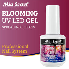 Mia Secret Blooming Gel design preview demonstrates gelux spreading for patterns.
