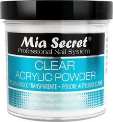 Mia Secret Clear Acrylic Powder front view showcasing professional packaging and quality.