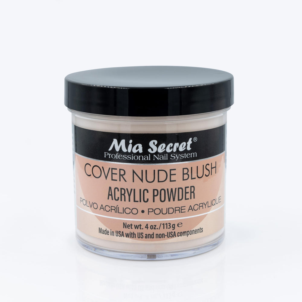 Mia Secret Cover Nude Blush powder jar closeup for smooth consistency on natural nails