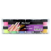 Mia Secret Fruity Collection 12-color powder jars for versatile acrylic nails.