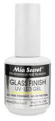 Mia Secret Glass Finish bottle shows smooth UV-LED gel application for even coverage.