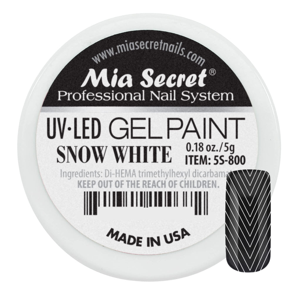 Mia Secret Snow White gel paint bottle closeup shows creamy texture for smooth application