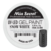 Mia Secret Snow White gel paint bottle closeup shows creamy texture for smooth application