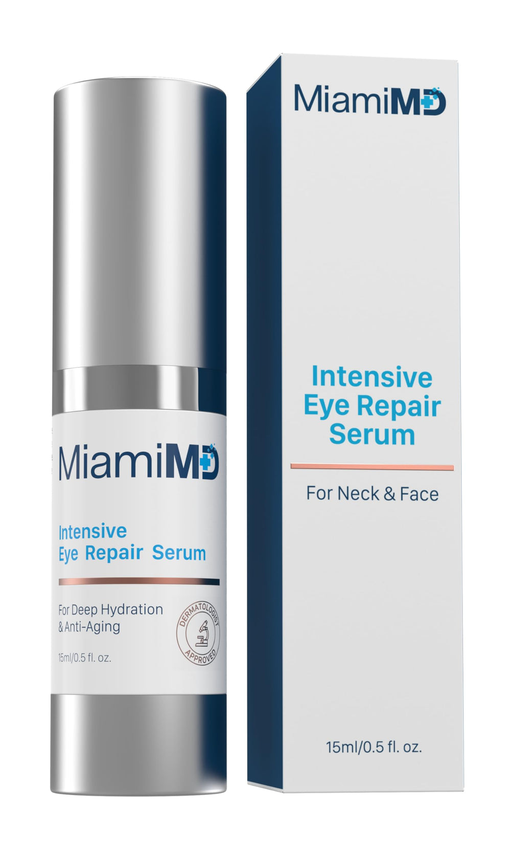 MiamiMD Eye Serum bottle close-up showing a lightweight formula for daily care