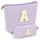 Mibasies two-piece initial makeup bags purple set ideal for travel organization