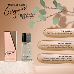 Michael Kors Gorgeous travel packaging showcases a compact, elegant perfume option.