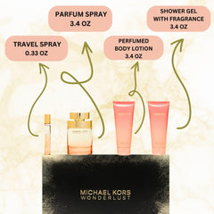 Michael Kors Wonderlust shower gel lather for refreshing cleansing ritual.