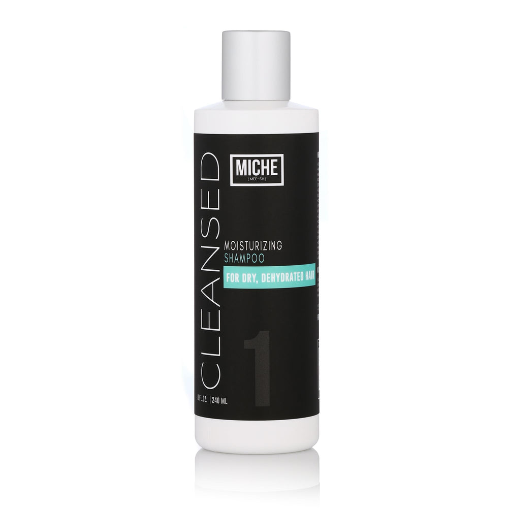 Miche Beauty Cleansed Shampoo bottle front highlights sulfate-free hydration for all hair types.