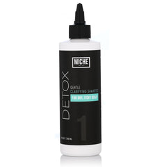 Miche Beauty Detox Shampoo bottle top view suggests premium cleansing for a refreshed scalp.