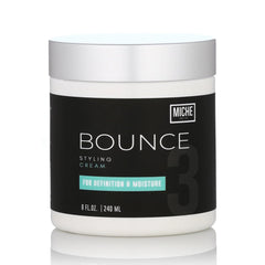 Miche Beauty Miche Bounce styling cream jar closeup highlights definition and moisture for natural hair.