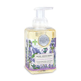 Michel Design Works foaming hand soap lavender-rosemary pump highlights soothing fragrance for gentle everyday hand care.