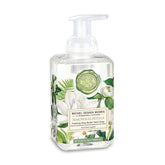Michel Design Works foaming hand soap in a square pump offers gentle cleansing for busy sinks.