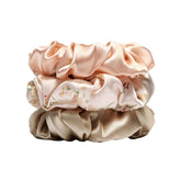 Michooyel 3Pack silk scrunchies 4cm width Mulberry silk gentle on hair reduce friction.