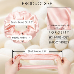 Michooyel silk scrunchies available in 30 color options for versatile styling.
